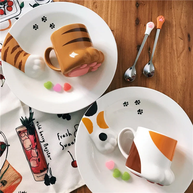 Cute Cat Paw Ceramic Coffee Mug - Image 2