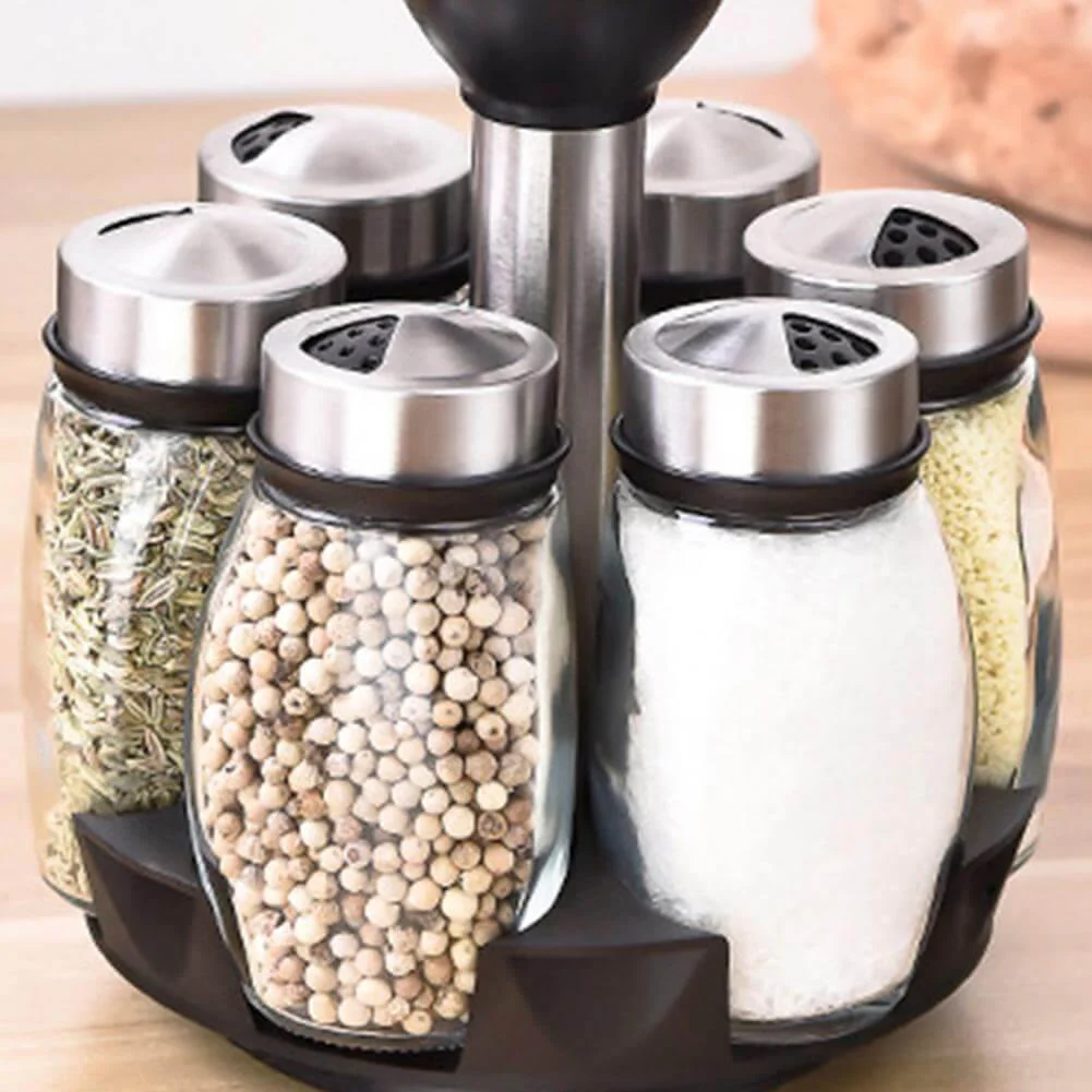 Smart Rotating Stainless Steel Glass Seasoning Set - Image 3