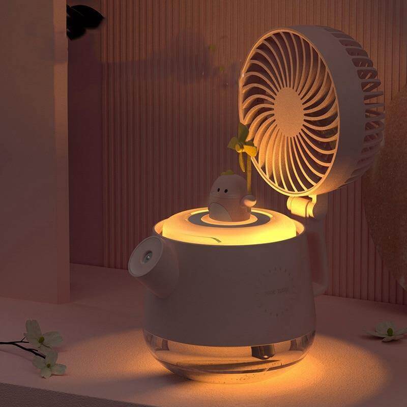 Portable Desktop Night Light Humidifier Fan - Image 2