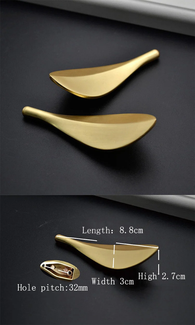 Nordic Golden Leaf Shaped Cabinet Door Knob - Image 2