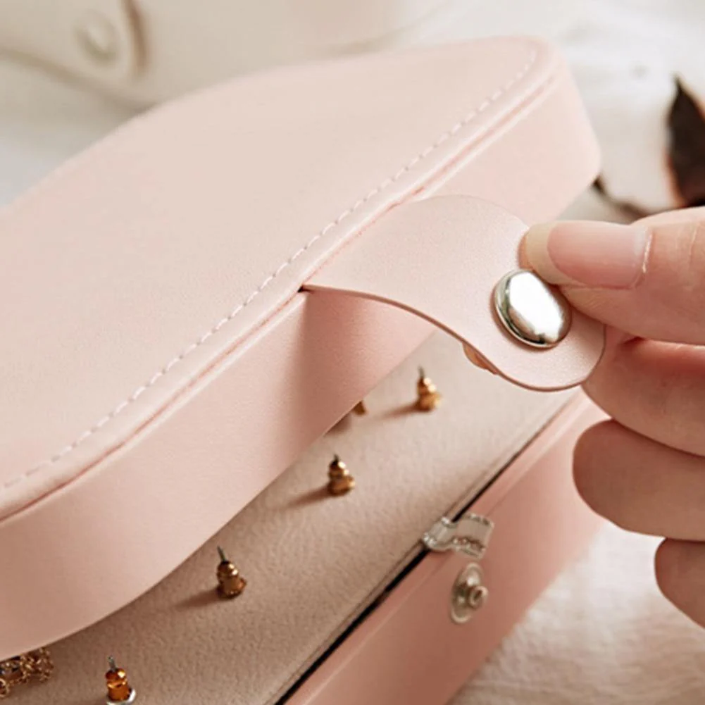Double-Layer Leather Jewelry Organizer Box - Image 3