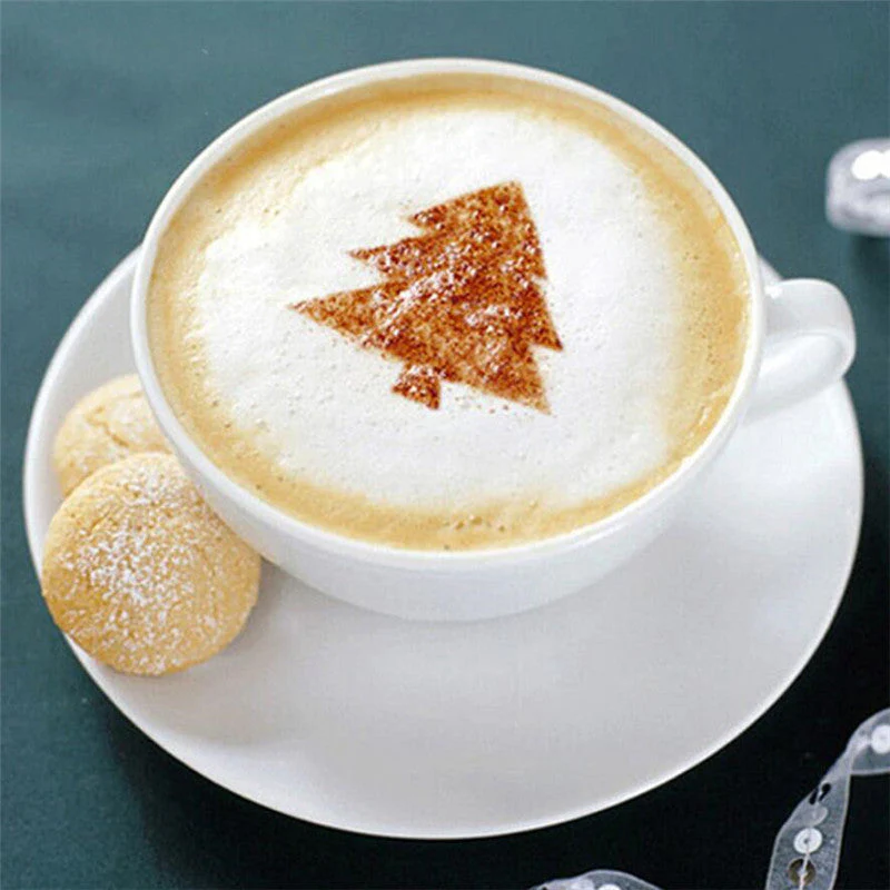 8Pcs Coffee Cake Decoration Stencil Molds - Image 2