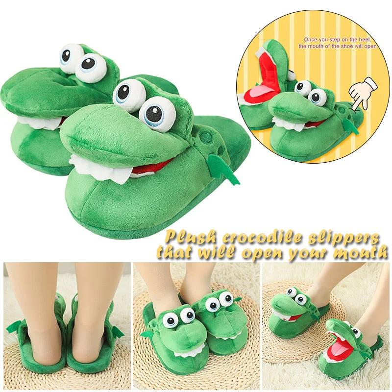 Comfy Crocodile Plush Slippers - Image 3