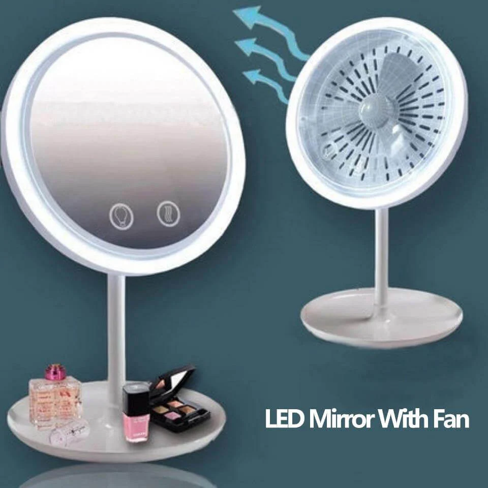 2in1 LED Light Makeup Mirror With Fan - Image 2
