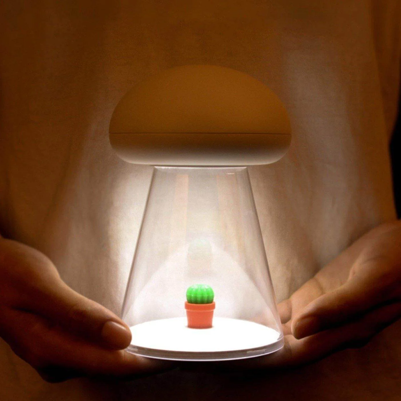 Rechargeable White Cactus USB Mushroom Night Lamp - Image 1