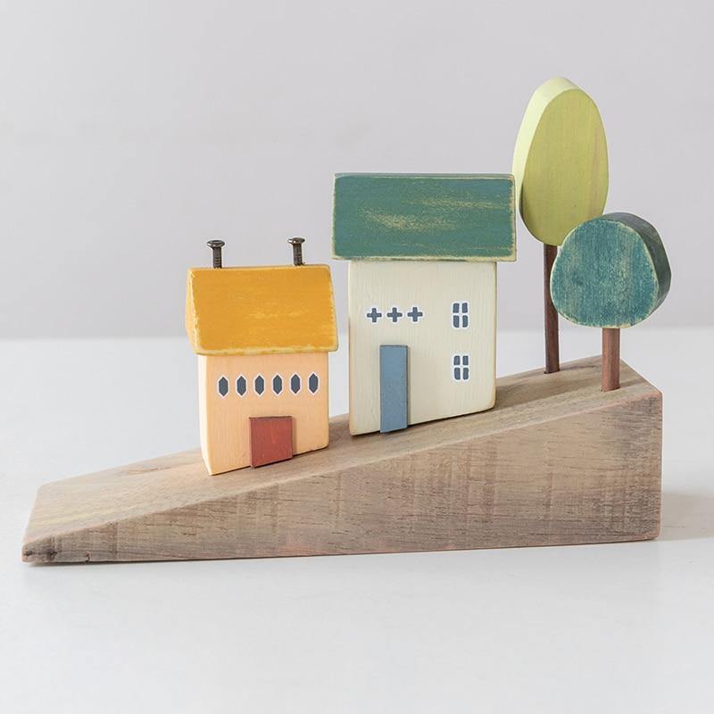 Nordic Wooden Miniature Hilly Neighborhood Home Decor - Image 1