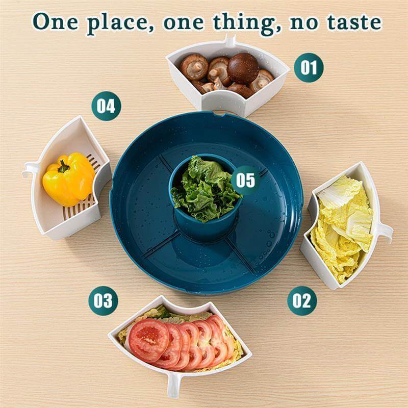 Rotatable Vegetable Drain Basket Serving Tray - Image 2