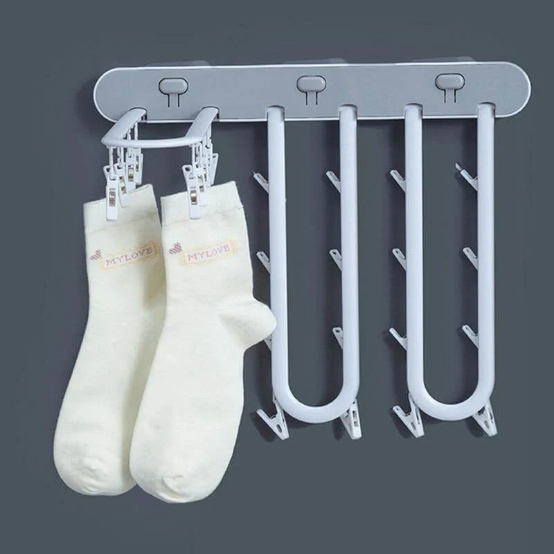 Wall-Mounted Folding Easy Drying Sock Hanger Rack - Image 1