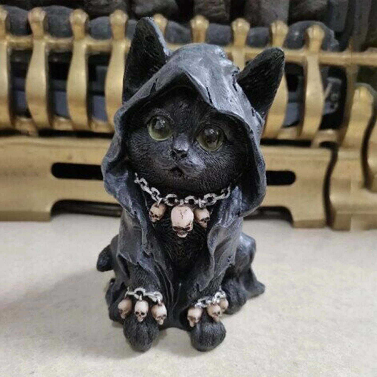 Resin Black Cat Statue Decor - Image 1