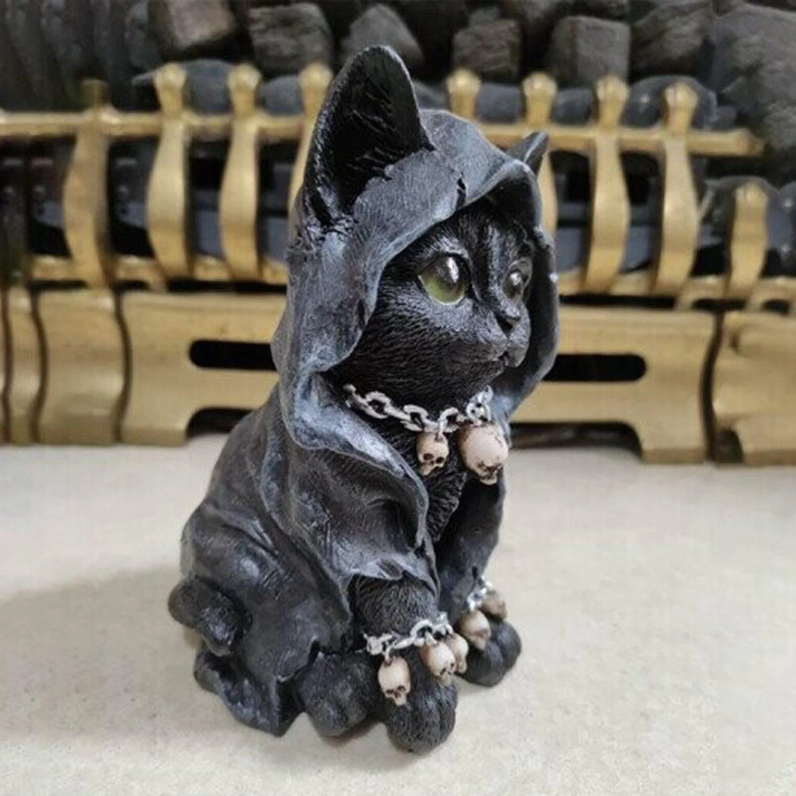 Resin Black Cat Statue Decor - Image 3