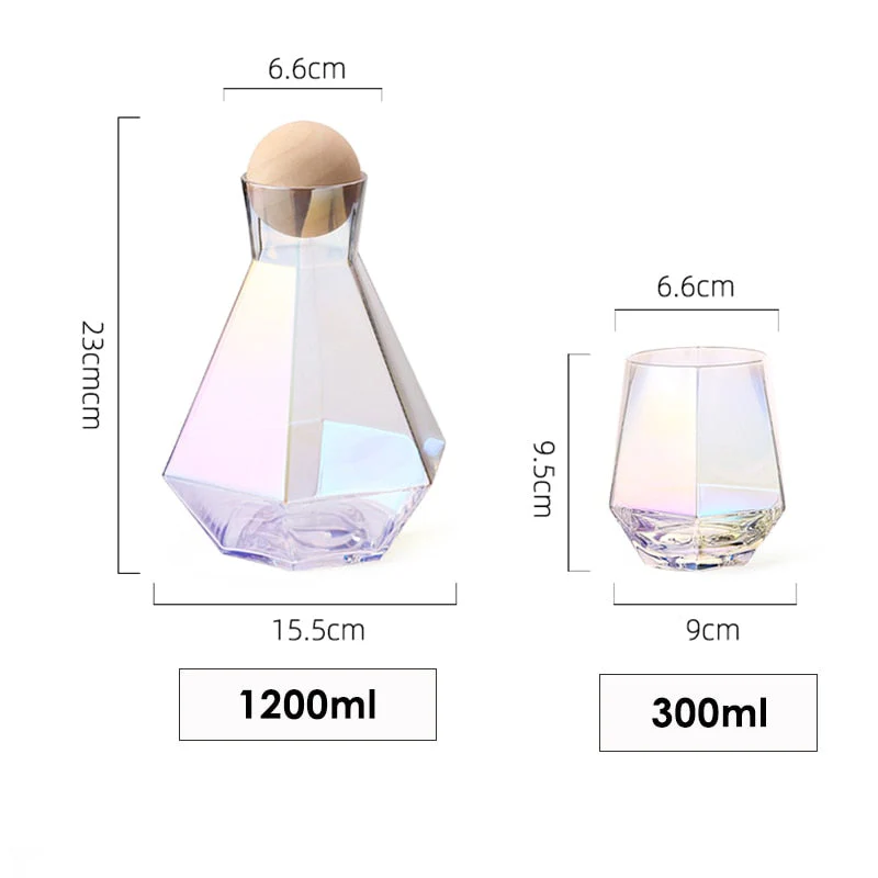 Diamond Shaped Clear Glass Pitcher Set - Image 3