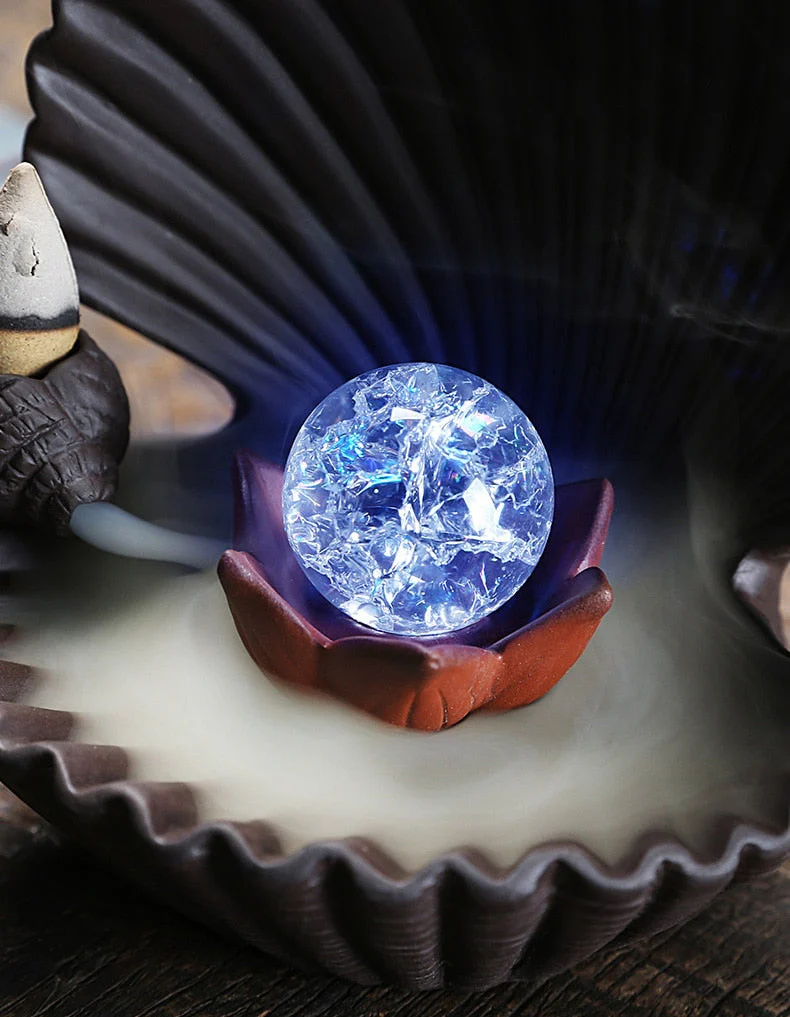 Ceramic Shell Incense Holder Led Lamp - Image 2