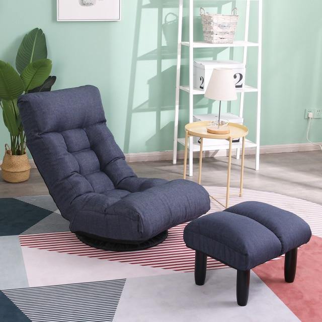 Multi-Functional Reclining Single Floor Chair with Ottoman - Image 1