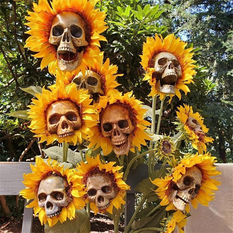 Halloween Scary Sunflower Skull - Image 1