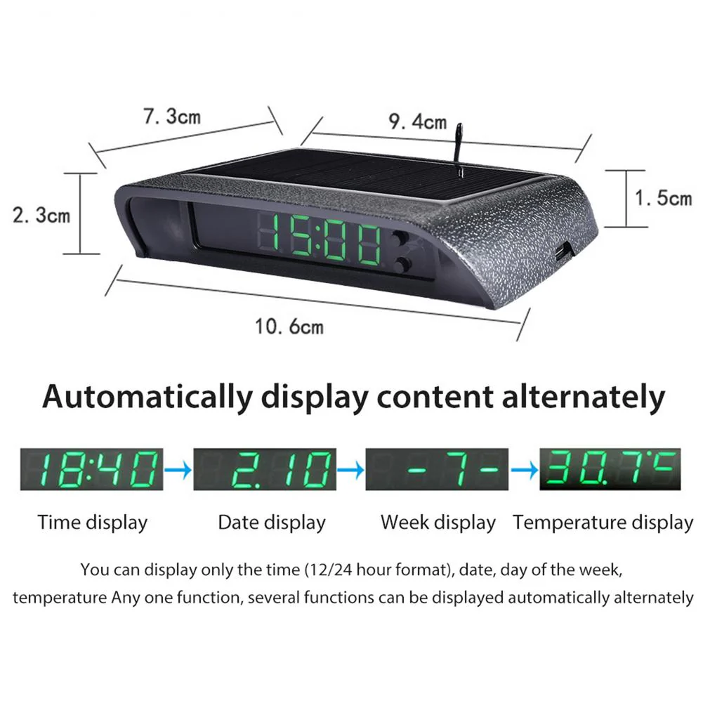 Solar Powered Car Dashboard Digital Clock - Image 3