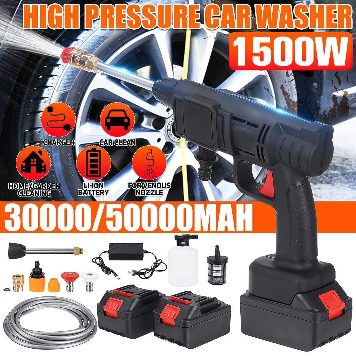 High Pressure Electric Cordless Car Washer Gun - Image 2