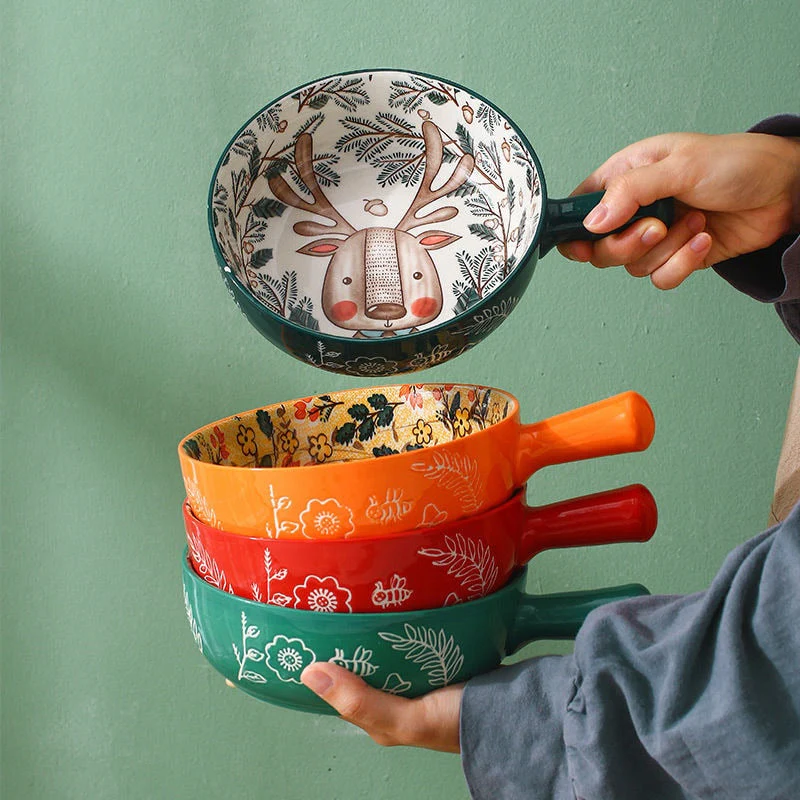 Handmade Animal Flower Large Ceramic Bowl - Image 1