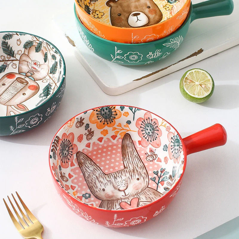 Handmade Animal Flower Large Ceramic Bowl - Image 3