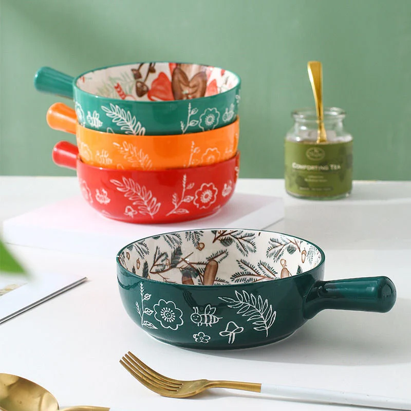 Handmade Animal Flower Large Ceramic Bowl - Image 2