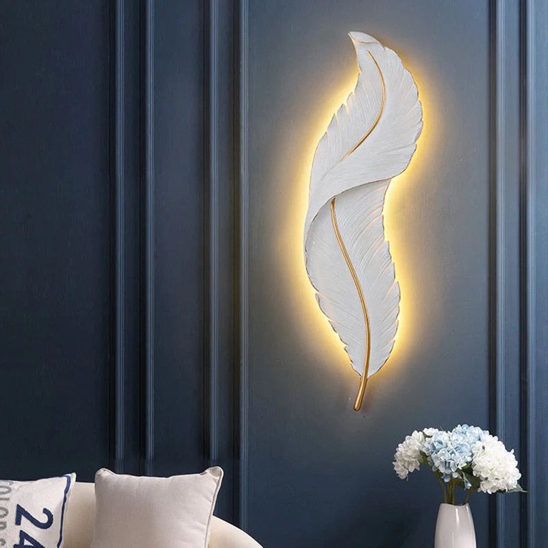 Nordic Elegant Feather Led Wall Lamp - Image 1