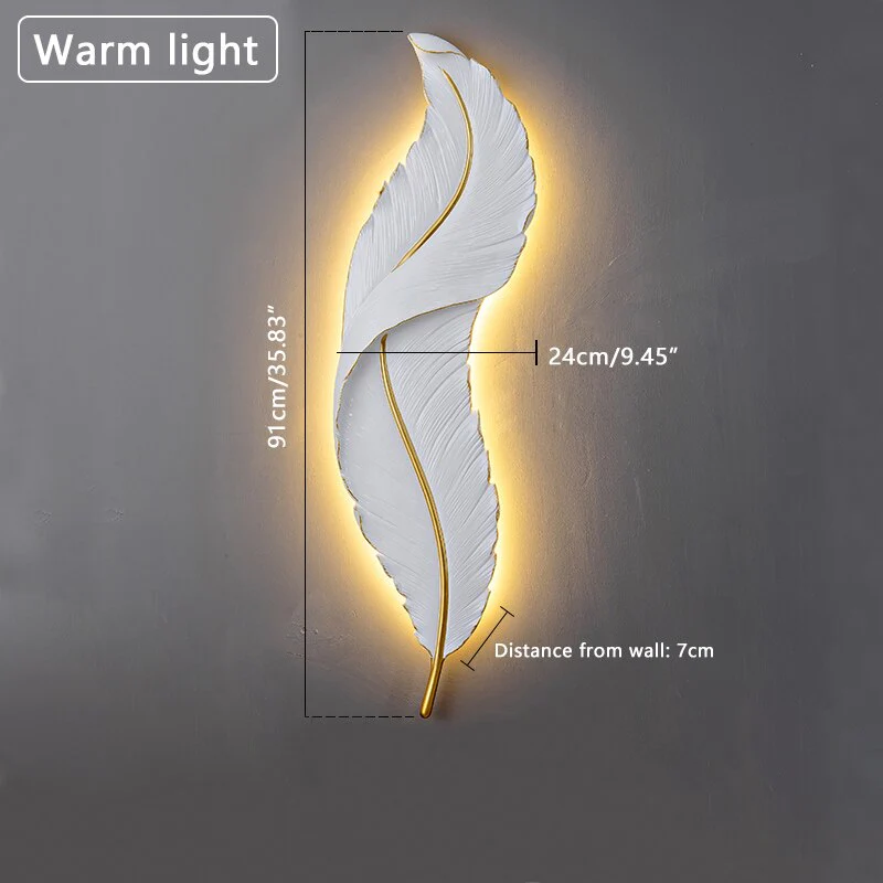 Nordic Elegant Feather Led Wall Lamp - Image 3