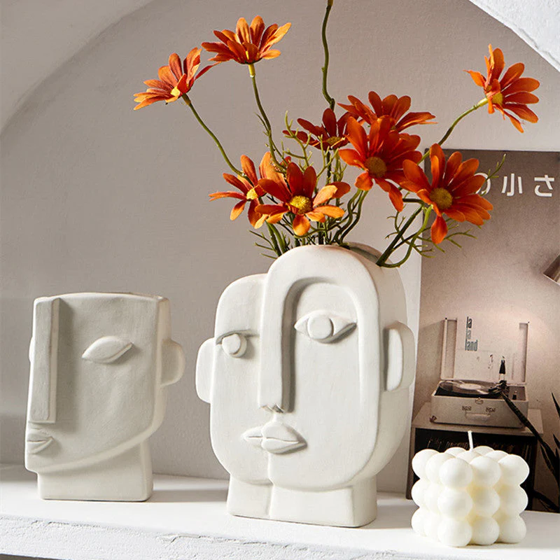Nordic Modern Ceramic Art Face Vase - Image 2