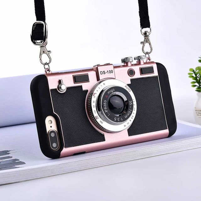 Retro Camera Silicone Iphone Cases With Long Strap Rope - Image 3