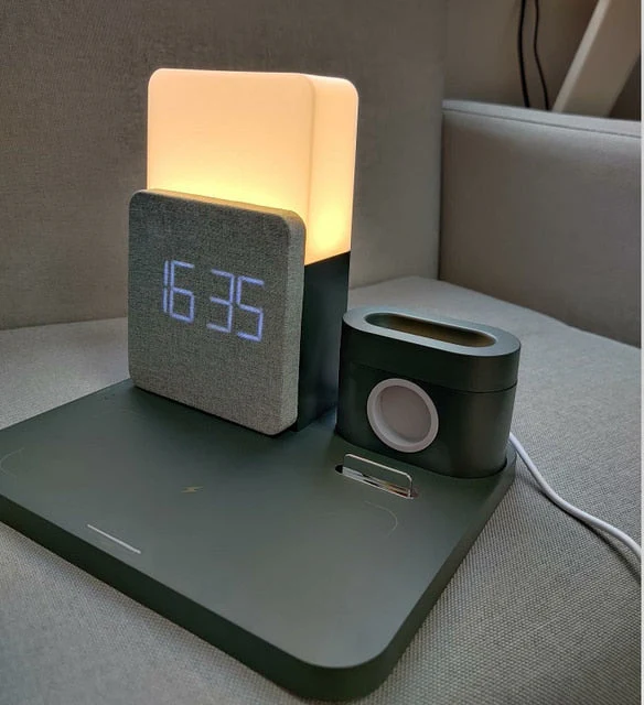 Modern Alarm Clock Wireless Charger Desk Lamp - Image 2
