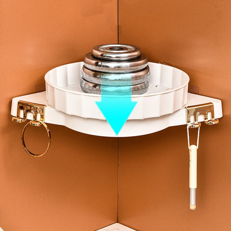 Wall-Mounted Pastel Bathroom Corner Storage Shelf - Image 3