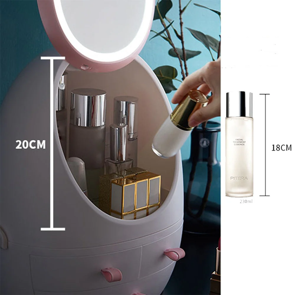 LED Light Mirror Cosmetic Makeup Storage Box - Image 2