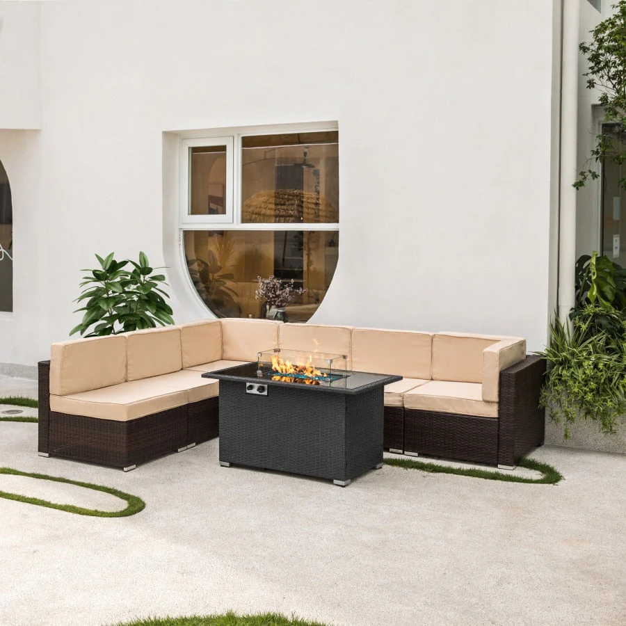 Elegant Blue Stone Fire Pit Table - Image 2