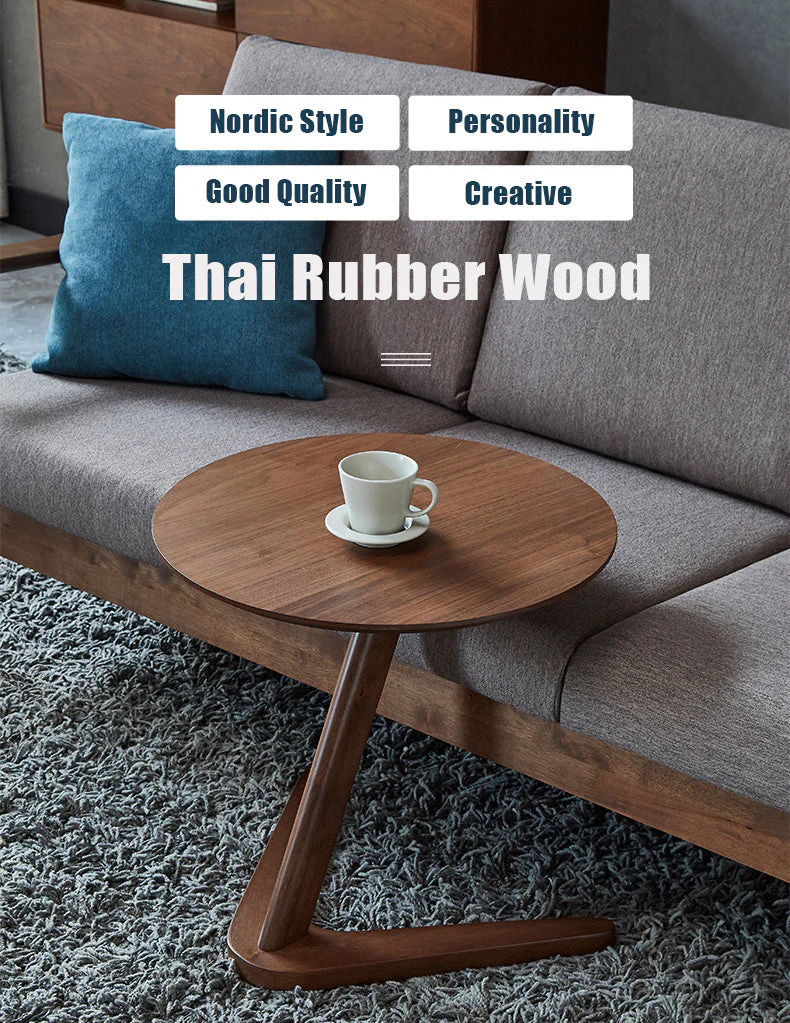 Elegant Wooden Sofa Side Round Desk - Image 2
