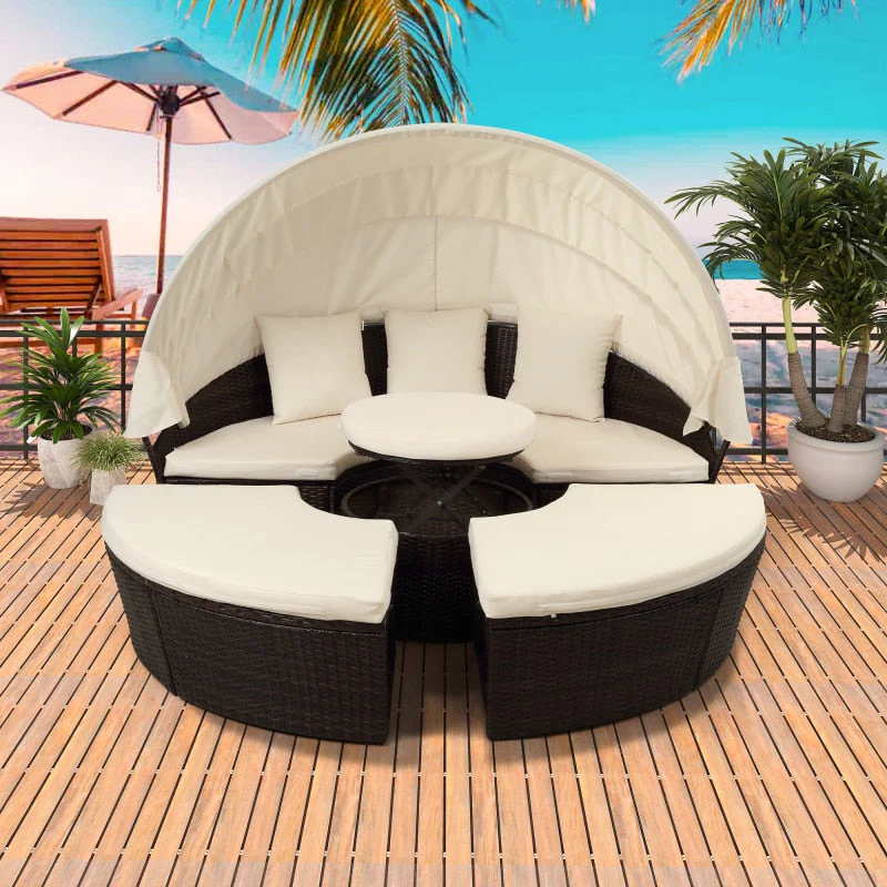 Retractable Sectional Canopy Outdoor Sofa Set - Image 3
