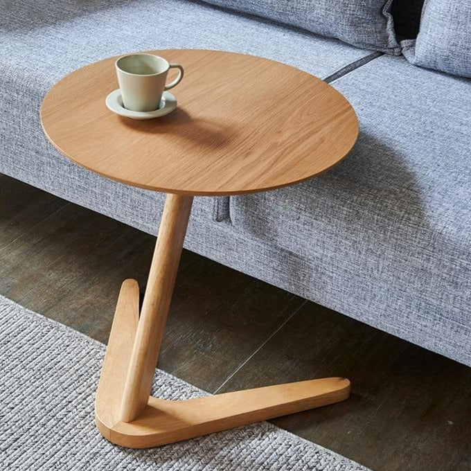 Elegant Wooden Sofa Side Round Desk - Image 1