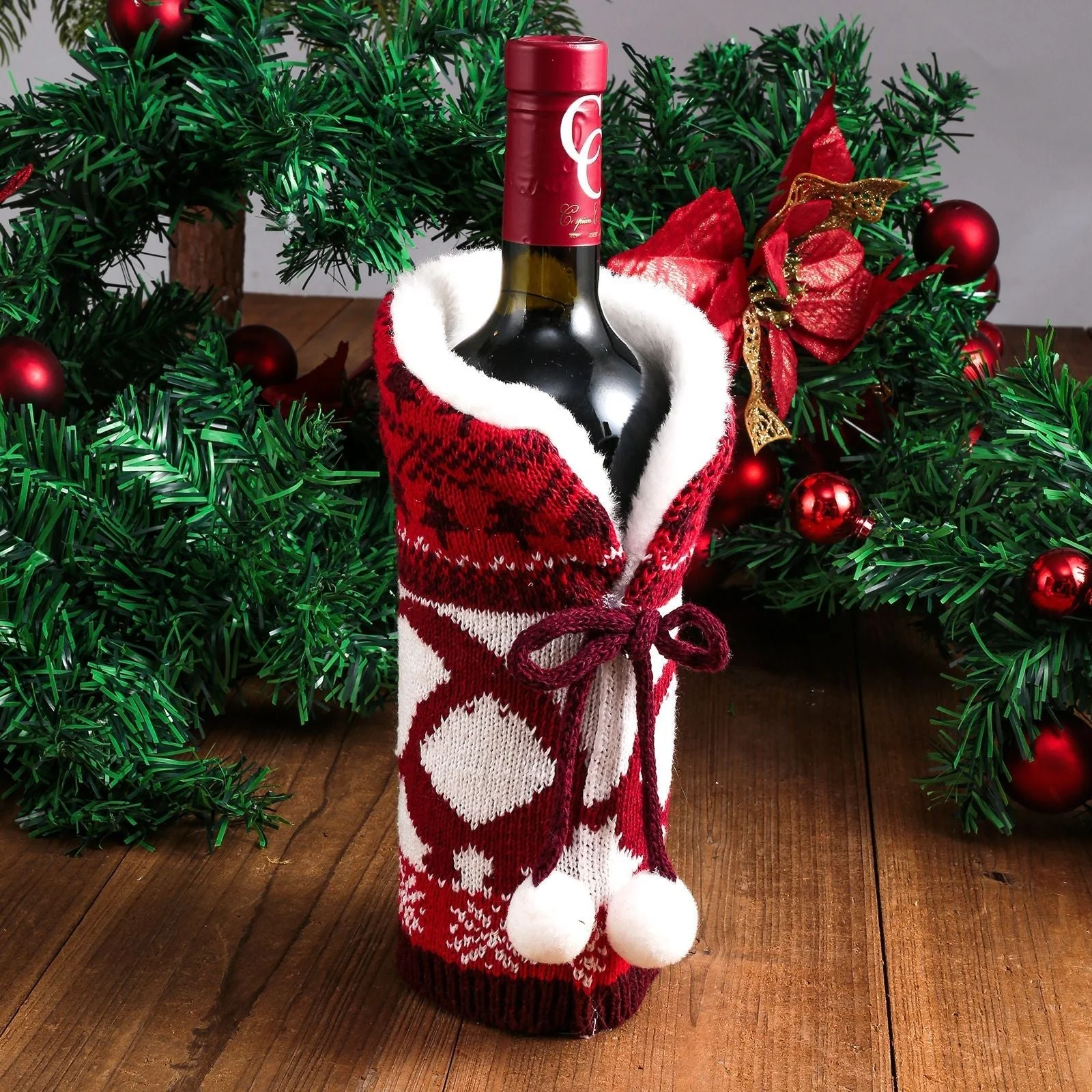 Knitted Christmas Bottle Cover - Image 2