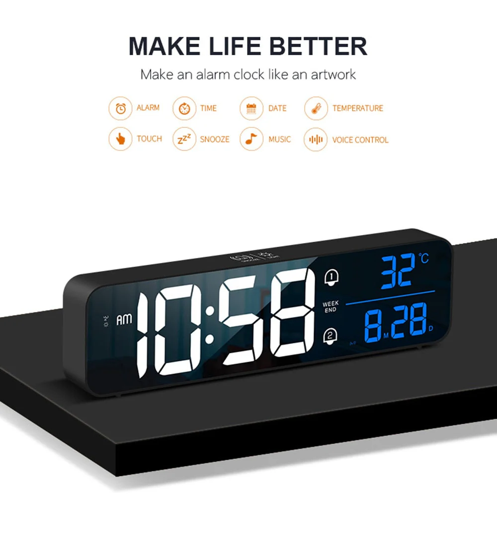 Smart Digital LED Music Alarm Temperature Clock - Image 3