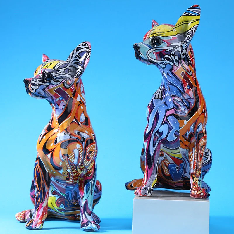 Modern Colorful Chihuahua Resin Dog Statue - Image 2