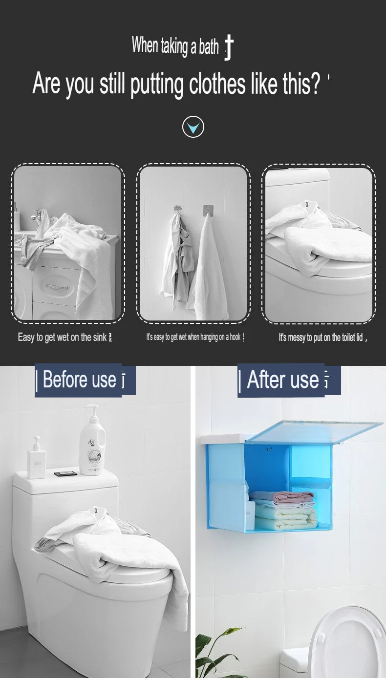 Wall-mounted Waterproof Bathroom Rack Clothes Cabinet - Image 3