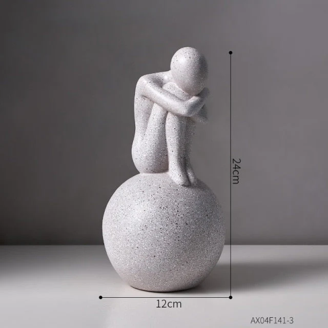 Nordic Abstract Thinker Resin Statue Sculpture - Image 3