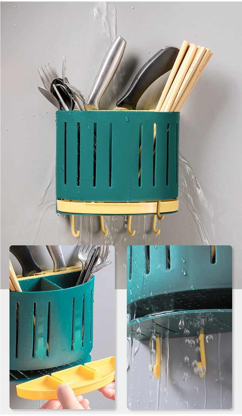 Wall-Mounted Drain Rack Tableware Storage Box - Image 2