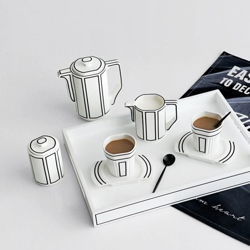2D Art Ceramic Korean Style Coffee Set - Image 3