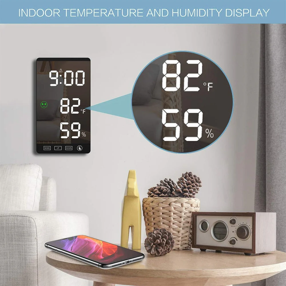 LED Touch Mirror Digital Alarm Clock - Image 2