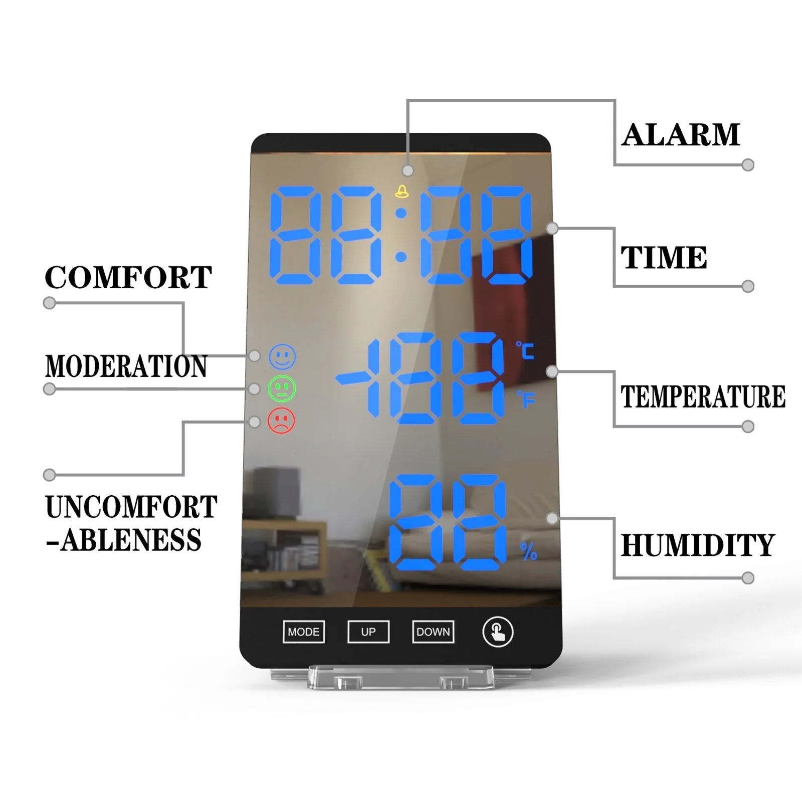 LED Touch Mirror Digital Alarm Clock - Image 3