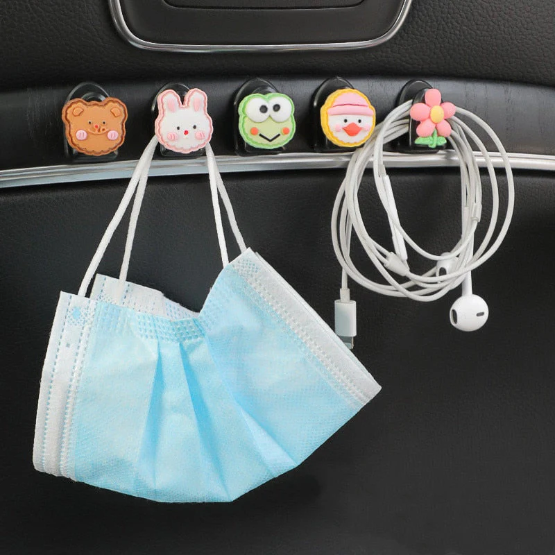 5pcs Mini Car Sticky Cartoon Hook - Image 1