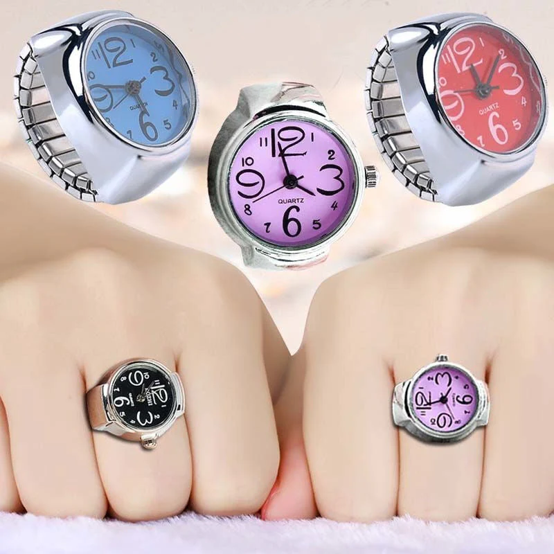 Creative Quartz Stainless Steel Watch Ring - Image 1