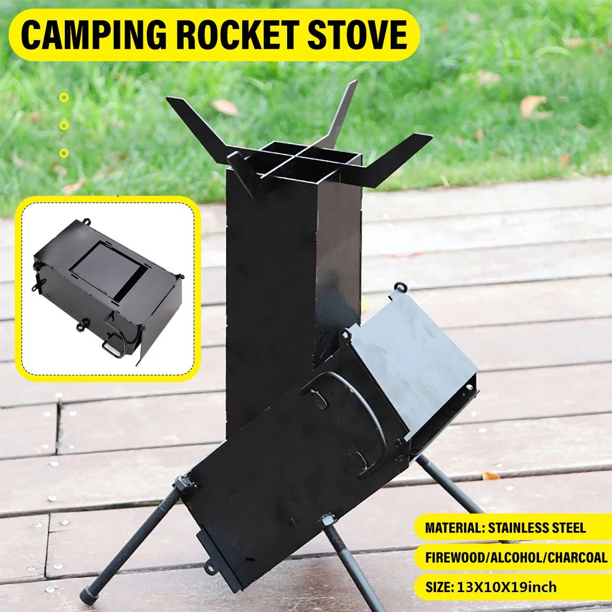 Stainless Steel Titanium Foldable Rocket Grill - Image 2