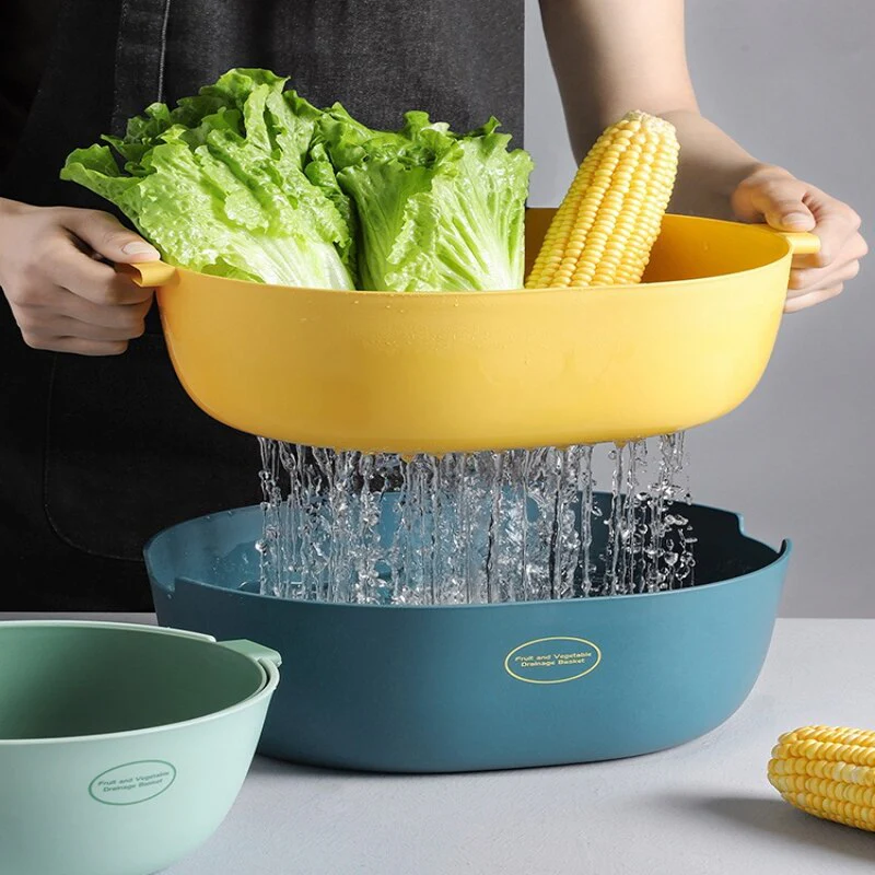 Kitchen Double Drain Vegetable Basket - Image 2
