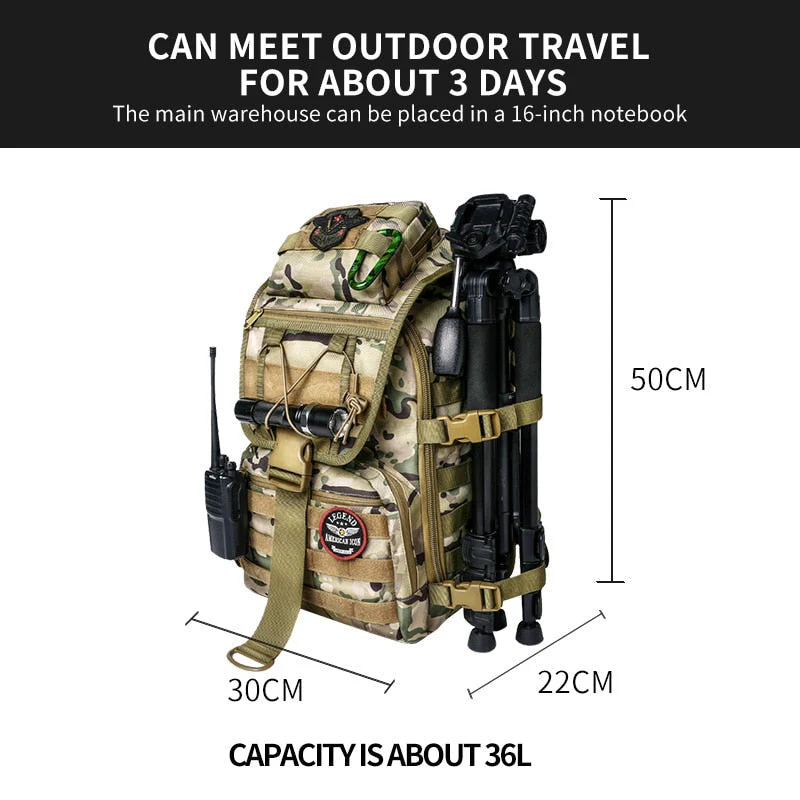 Tactical Lightweight Military Style Camping Backpack - Image 2