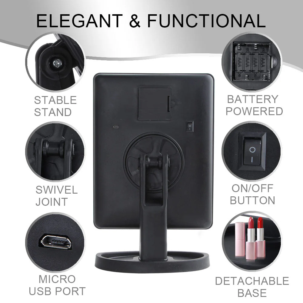 Foldable LED Touch Screen Makeup Mirror - Image 2