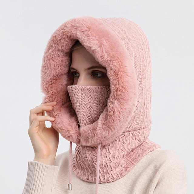 Winter Hooded Warm Thick Mask Hat - Image 2